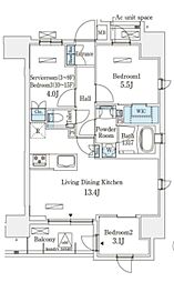 アヴァンカーサ町屋 13階3LDKの間取り