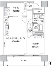 パークハビオ渋谷本町レジデンス 2LDKの間取図画像