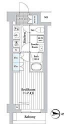 プレール・ドゥーク新宿West 1Kの間取図画像