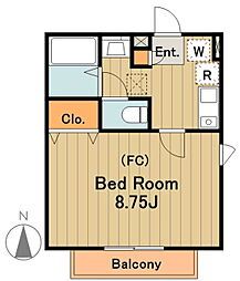 フォンテーヌ 1Kの間取図画像