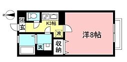 シティパル小金井 1階1Kの間取り