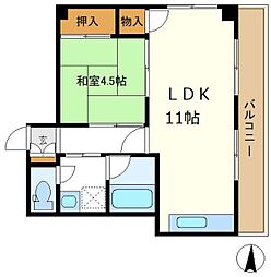 大新マンション 1LDKの間取図画像