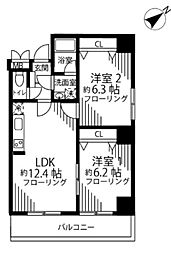 ＳＫＹ　ＲＥＳＩＤＥＮＣＥ　1 4階2LDKの間取り