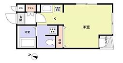 ヴェルデラ・フェーリア 1階ワンルームの間取り