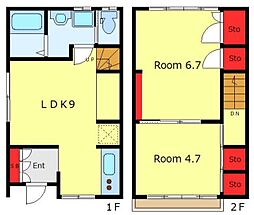 佃2丁目戸建 1階2LDKの間取り