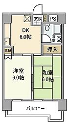 京急本線 北品川駅 徒歩2分の賃貸マンション 3階2DKの間取り
