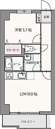 コロッサル六地蔵 1LDKの間取図画像