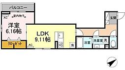 ルリアン船橋 1LDKの間取図画像