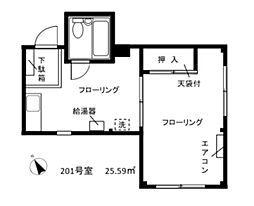 国分寺べんとみビル 2階1DKの間取り