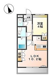 ビアンニュー松崎 1LDKの間取図画像
