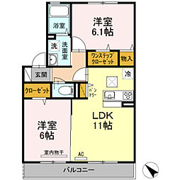 アンソレイエ 2LDKの間取図画像