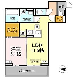 ソレイユ・イースト 1LDKの間取図画像