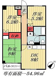 エクセル青山 3DKの間取図画像