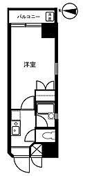 ウエスト2 5階ワンルームの間取り