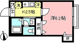 ヴェルデュール 1Kの間取図画像