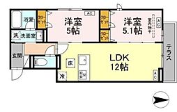 セレスティア西新井II 1階2LDKの間取り