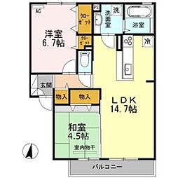 ドミール箕面 2LDKの間取図画像
