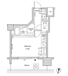 ザ・パークハビオ代々木 3階ワンルームの間取り