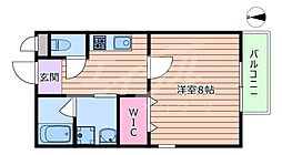 オーク中穂積 1Kの間取図画像