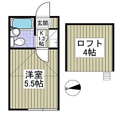 プラザドゥシュバリエ 1Kの間取図画像