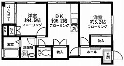 サンライズ荻窪 2階2DKの間取り