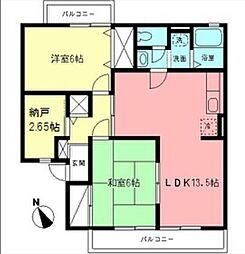 ジュネス山口B 2SLDKの間取図画像