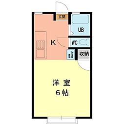 カーサ四季 1Kの間取図画像