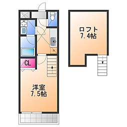 パルコート清水2番館 1Kの間取図画像
