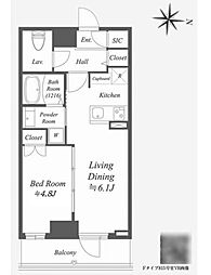 AlphaPrime東陽町 1LDKの間取図画像