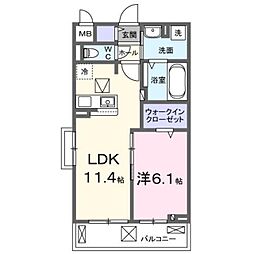 アルールII 1LDKの間取図画像
