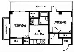 ブルーハイネス落合 3階2Kの間取り
