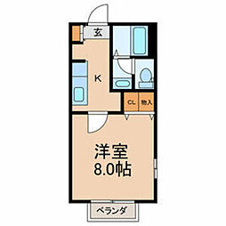 モンフレール都賀 1Kの間取図画像