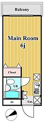 堀江新井マンション ワンルームの間取図画像