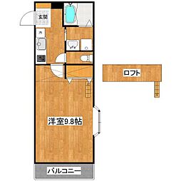 ドミールジャルダンＢ棟 1階1Kの間取り