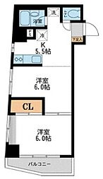 阪上ロイヤルハイツ第二 10階2DKの間取り