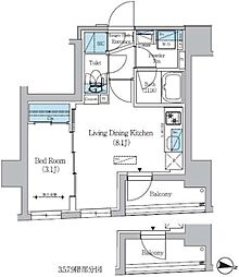 アーバネックス文京千駄木 1LDKの間取図画像