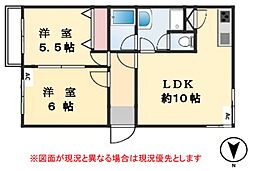 シャトレ都立大 2LDKの間取図画像
