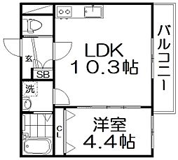 ソリティア光善寺 1LDKの間取図画像