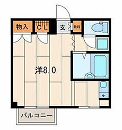 カメリアハイム ワンルームの間取図画像