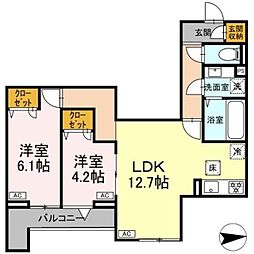 オルテンシア 2LDKの間取図画像