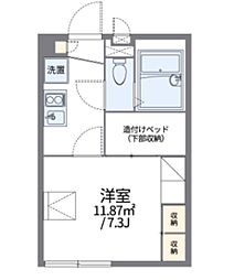 レオパレスフローラル北美町 1Kの間取図画像