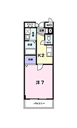 カリーノRプリマヴェーラ 1Kの間取図画像