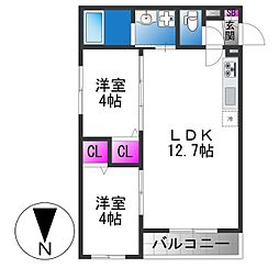 Tio Fleur 2LDKの間取図画像