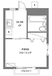 グリーンヒル雪谷 1Kの間取図画像