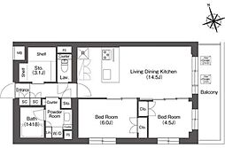 ルーウェ東大泉 5階2LDKの間取り