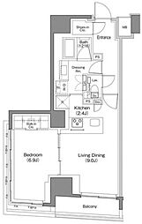 ザ・パークハビオ日本橋馬喰町 1LDKの間取図画像