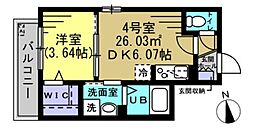 グランディール 1DKの間取図画像