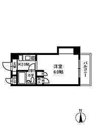ベルデ中山 1Kの間取図画像