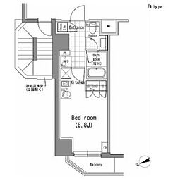 パークハビオ新橋 3階ワンルームの間取り
