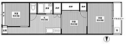 サンシュウ常盤台第一コーポ 3Kの間取図画像